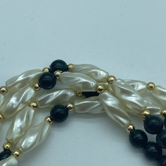 Beaded Bracelet Black Pearl White Gold Costume Jewelry - Picture 7 of 7